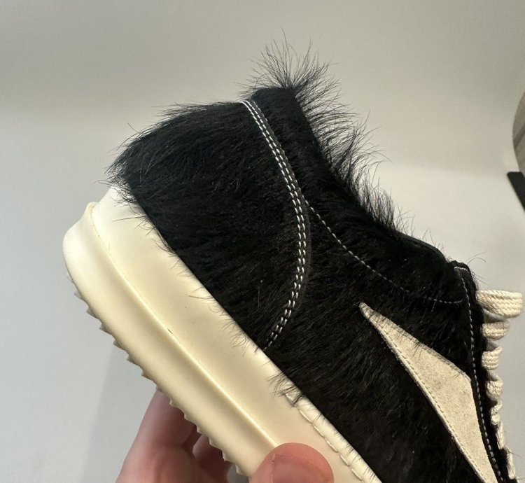 Rick Owen Mainline Vintage Low Top Pony Hair Sneaker