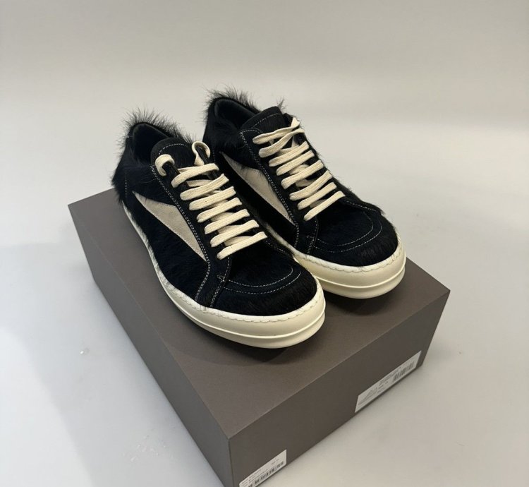 Rick Owen Mainline Vintage Low Top Pony Hair Sneaker
