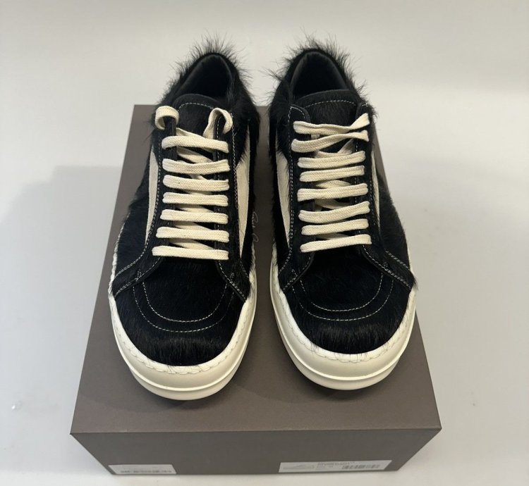 Rick Owen Mainline Vintage Low Top Pony Hair Sneaker