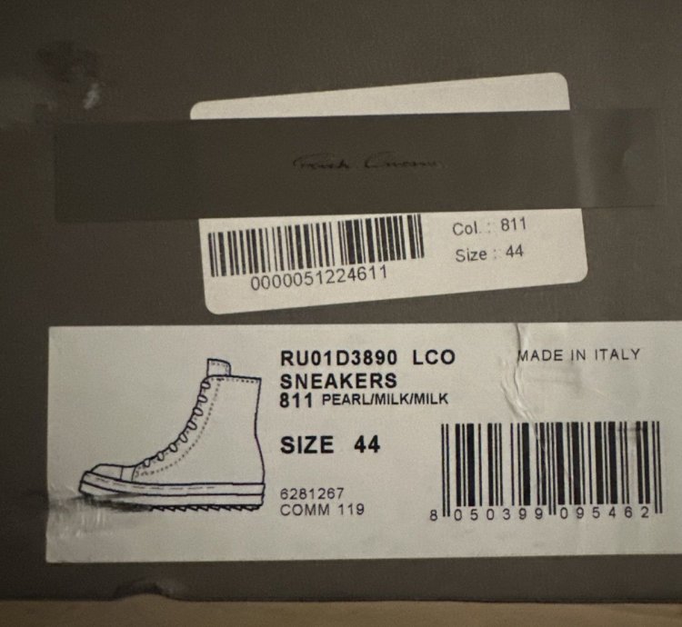 Rick Owen Pearl Milk HI Sneaker