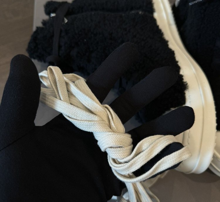 Rick Owen Shearling Sherpa Ramone high top sneakers