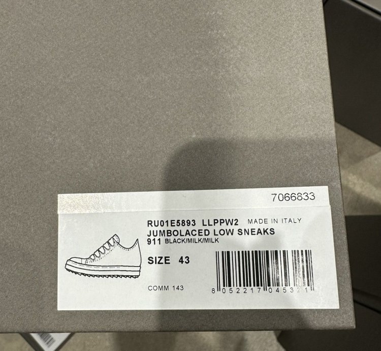 RICK OWENS - Jumbo Lace Low Black Milk