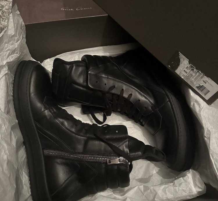 Rick Owens all black geo basket sz 43 nwb