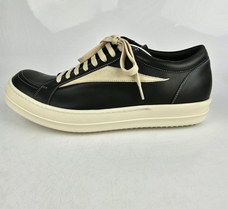 Rick Owens Black Milk Vintage Leather Sneakers New Size 42