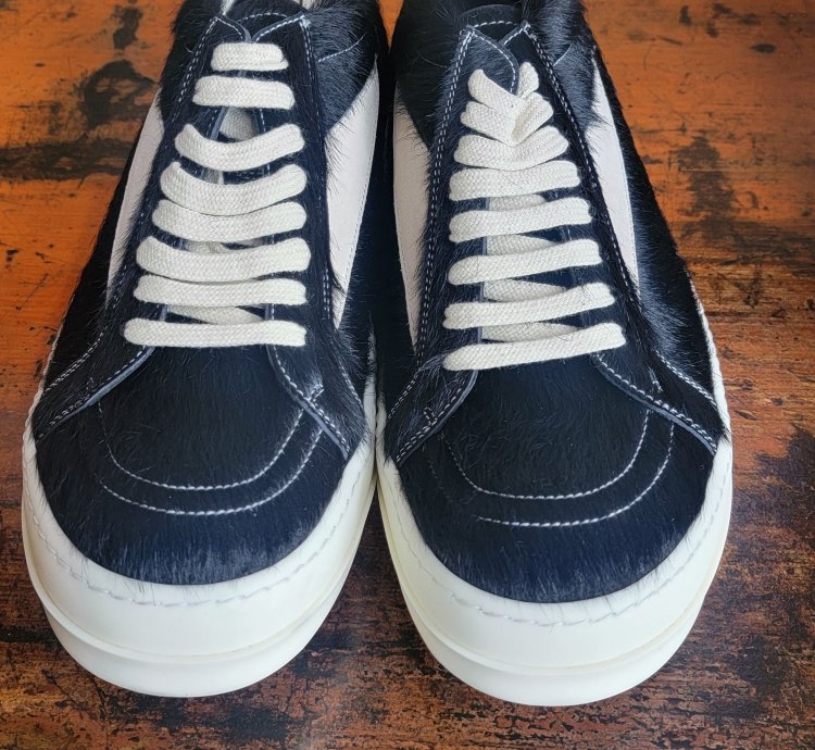 Rick Owens Black Milk Vintage Ponyhair Sneakers New Size 12