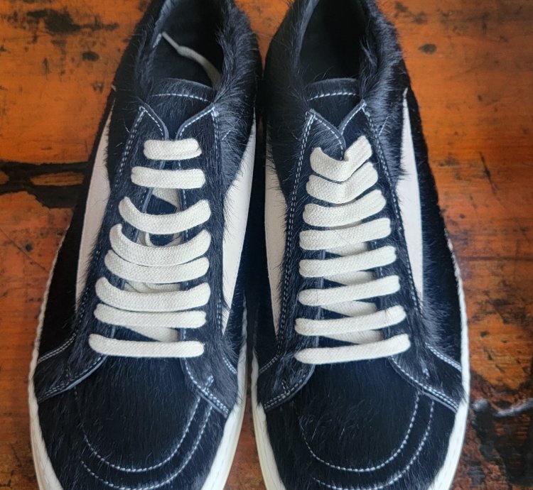 Rick Owens Black Milk Vintage Ponyhair Sneakers New Size 12