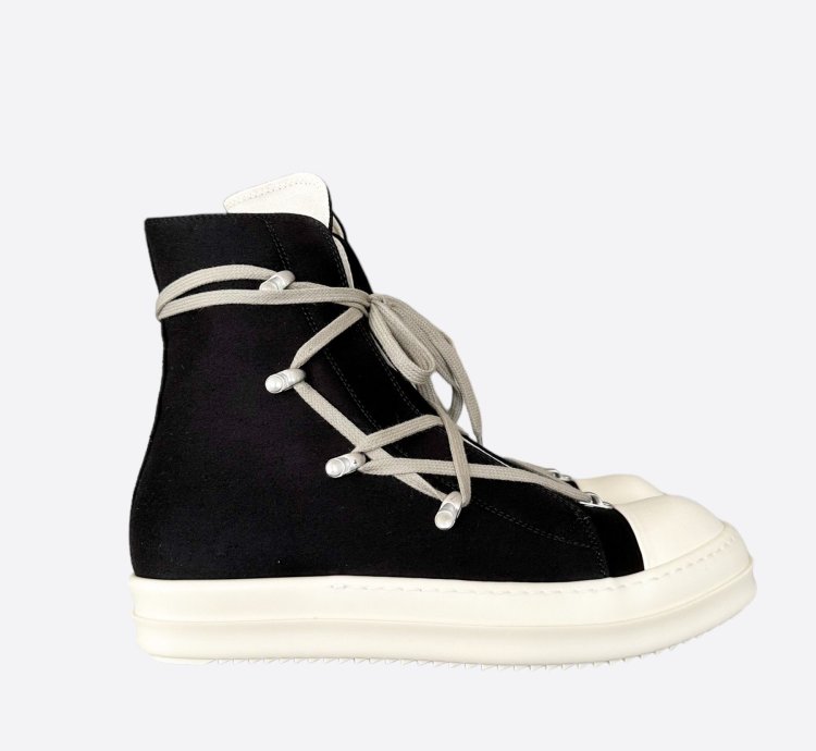 Rick Owens Black White Hexagram High Top Sneakers