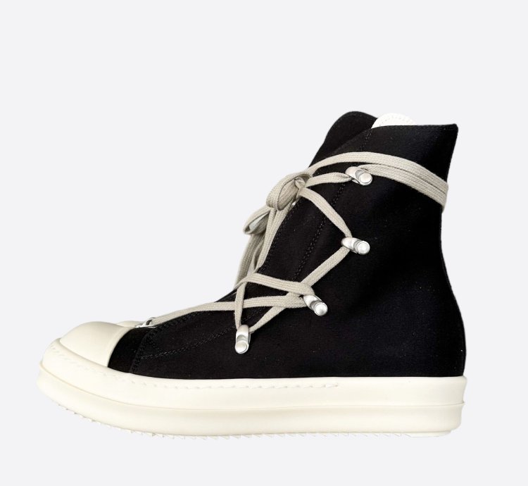 Rick Owens Black White Hexagram High Top Sneakers