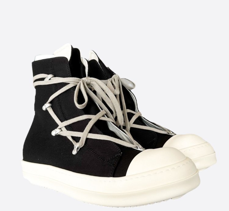 Rick Owens Black White Hexagram High Top Sneakers