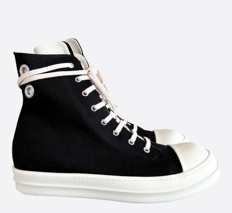 Rick Owens Black White Hightop Sneakers