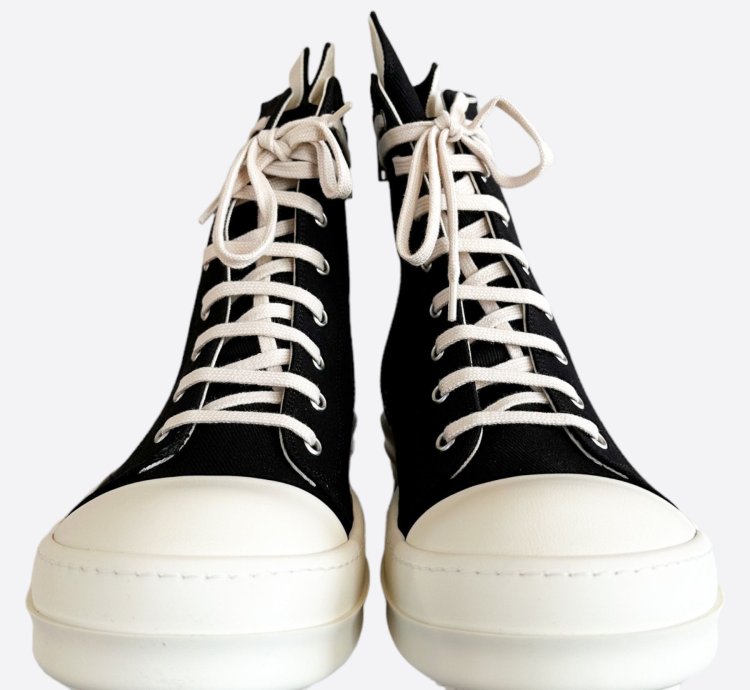 Rick Owens Black White Hightop Sneakers