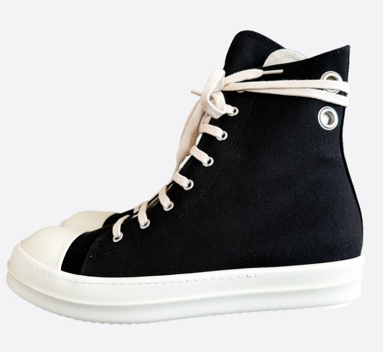 Rick Owens Black White Hightop Sneakers