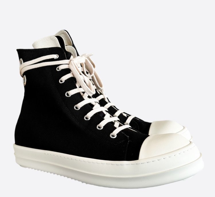 Rick Owens Black White Hightop Sneakers