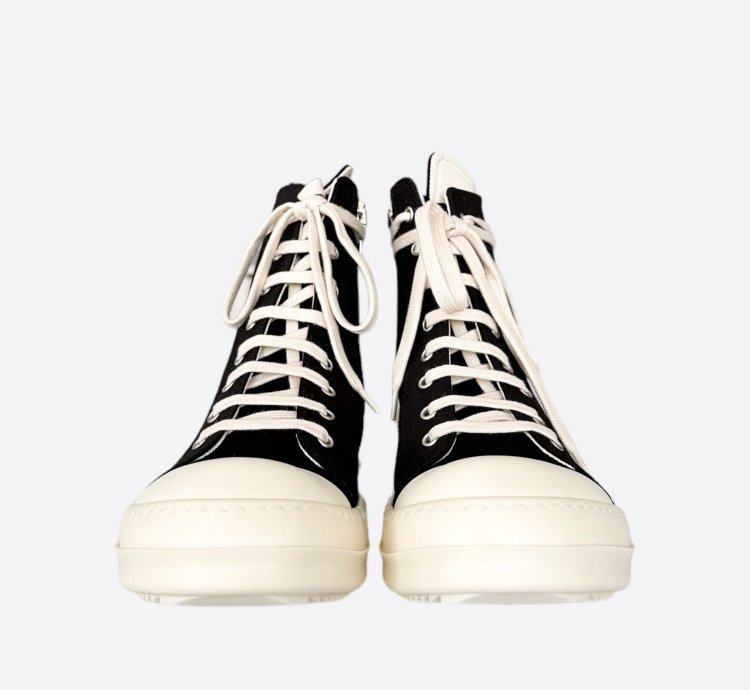 Rick Owens Black White Pentagram High Top Sneakers