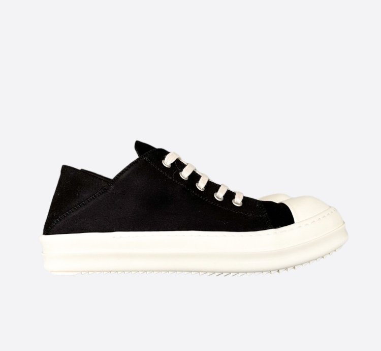Rick Owens Black White Slip-On Low Top Sneakers