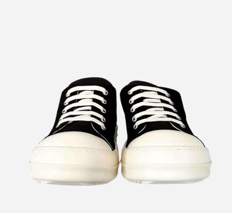 Rick Owens Black White Slip-On Low Top Sneakers