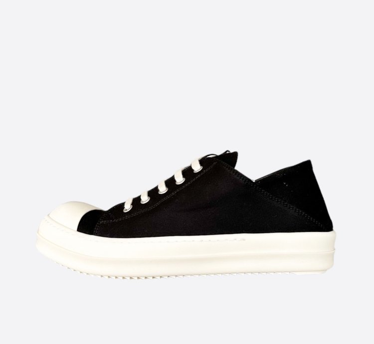 Rick Owens Black White Slip-On Low Top Sneakers