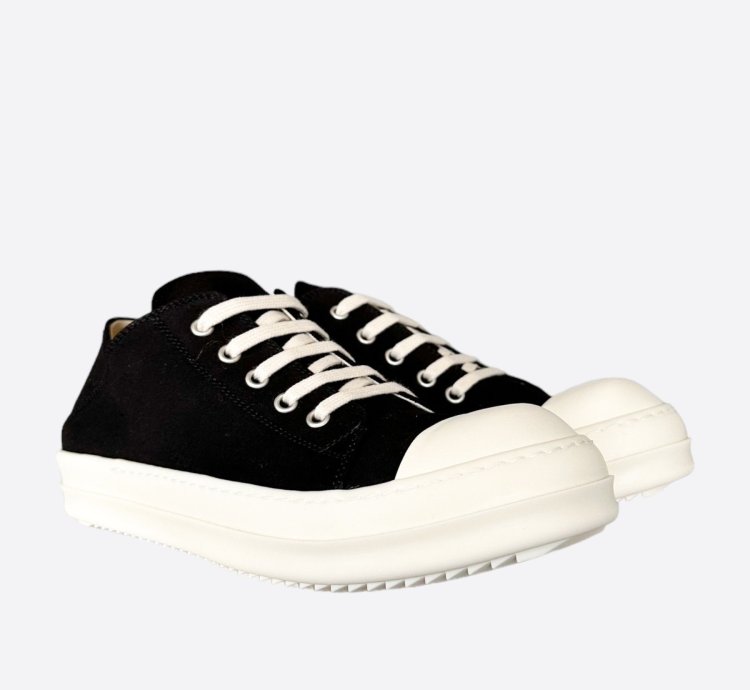 Rick Owens Black White Slip-On Low Top Sneakers