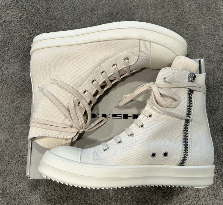 Rick Owens Chalk White Canvas Pentagram Embroidered Ramones