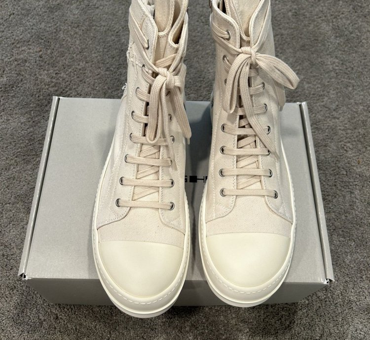 Rick Owens Chalk White Canvas Pentagram Embroidered Ramones
