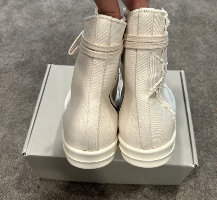 Rick Owens Chalk White Canvas Pentagram Embroidered Ramones