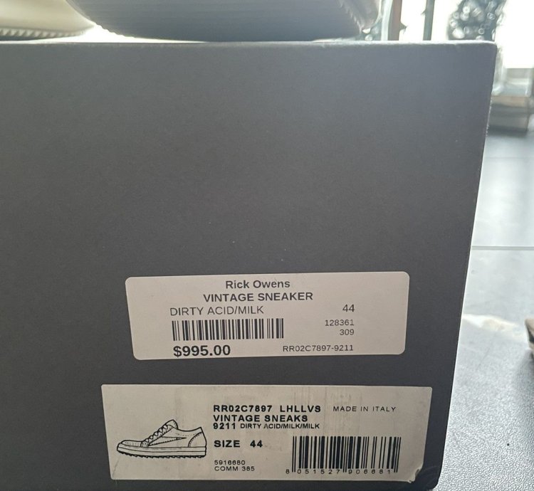 Rick Owens Dirty Acid Vintage Low Top Sneakers NEW sz 44