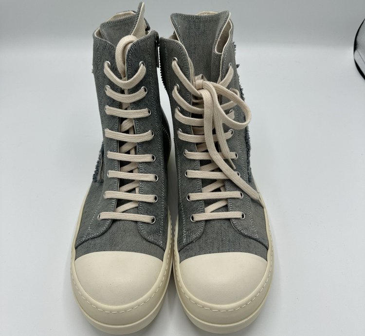 RICK OWENS DISTRESSED BLUE DENIM RAMONE DRKSHDW