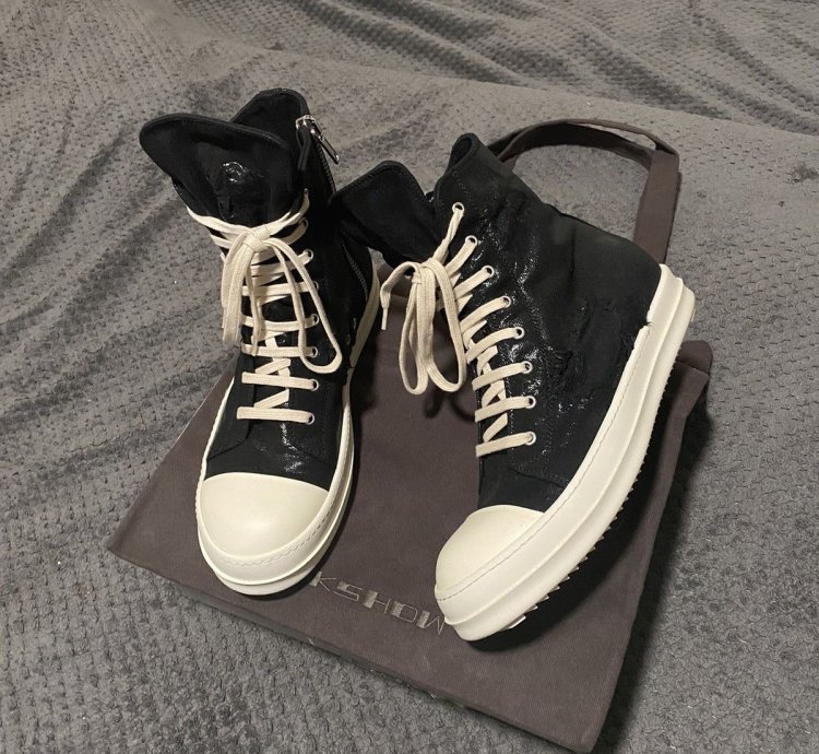 RICK OWENS DRKSHDW Black Foil Slash Hi-Top Ramones