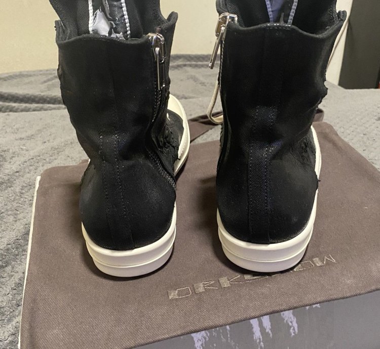 RICK OWENS DRKSHDW Black Foil Slash Hi-Top Ramones