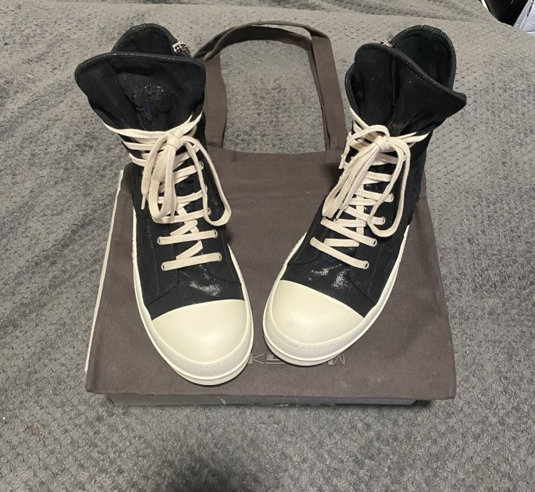 RICK OWENS DRKSHDW Black Foil Slash Hi-Top Ramones