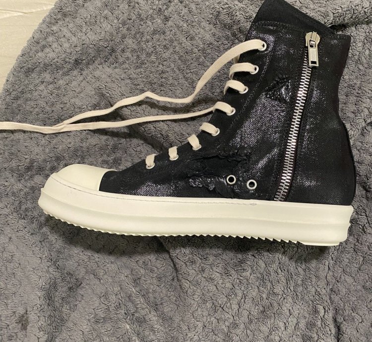 RICK OWENS DRKSHDW Black Foil Slash Hi-Top Ramones