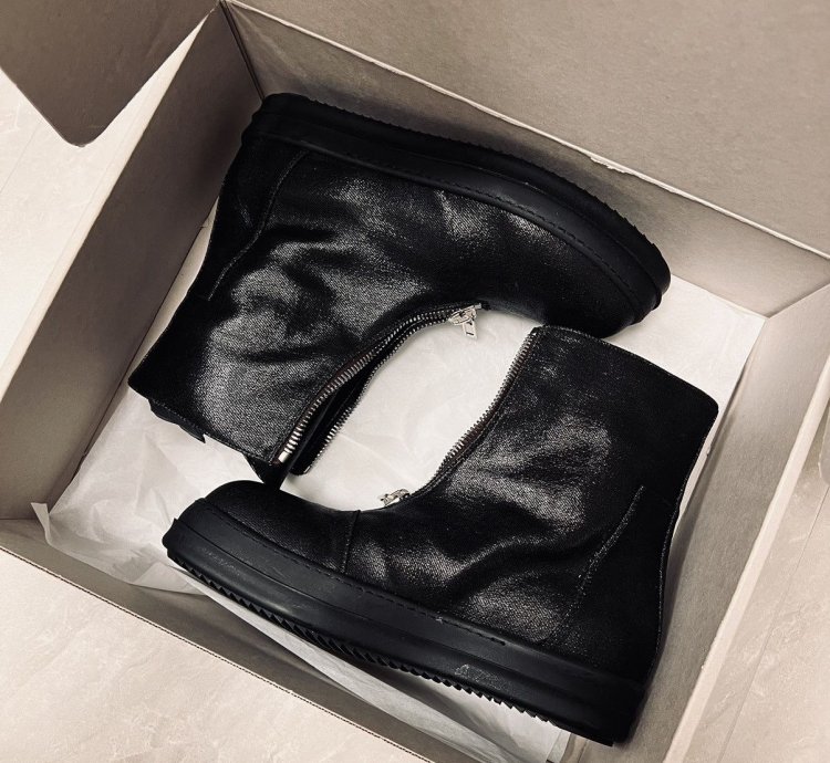 Rick Owens Drkshdw Front Zip Wax Denim Sneaker FINAL SALE