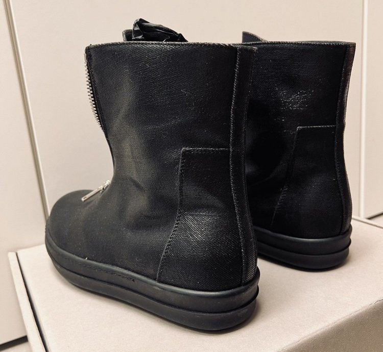 Rick Owens Drkshdw Front Zip Wax Denim Sneaker FINAL SALE
