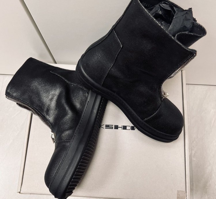 Rick Owens Drkshdw Front Zip Wax Denim Sneaker FINAL SALE