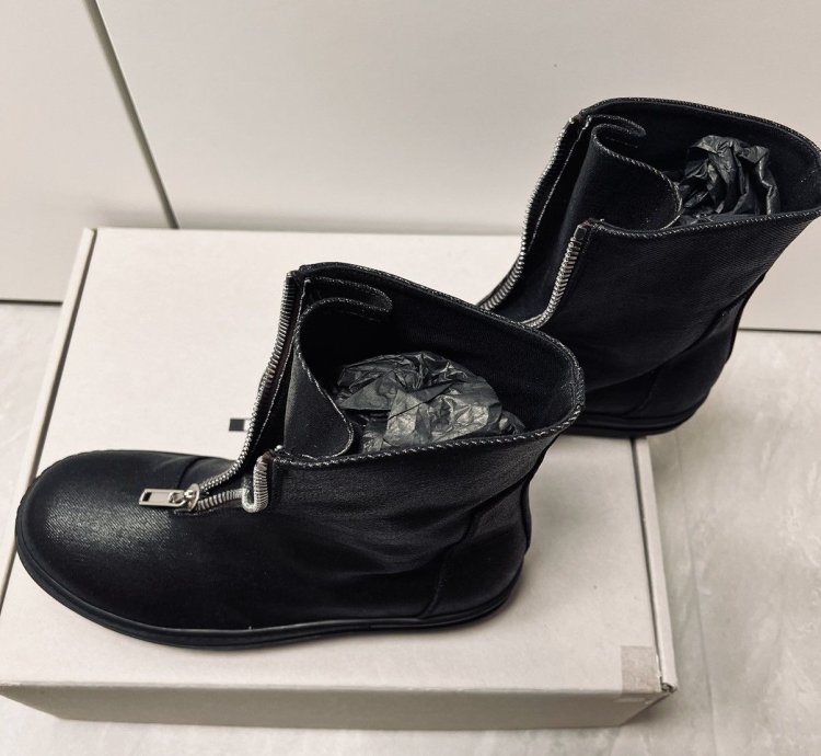 Rick Owens Drkshdw Front Zip Wax Denim Sneaker FINAL SALE