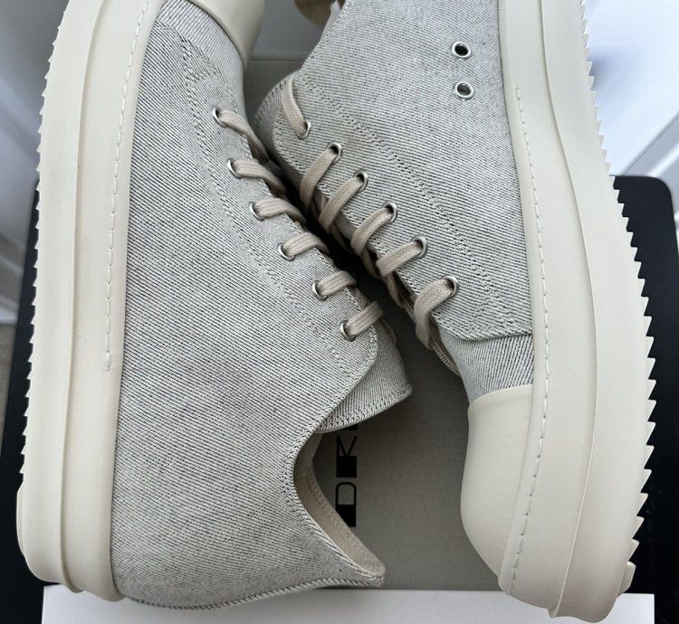 Rick Owens DRKSHDW GREY CANVAS LOW Ramones Melange Milk 46