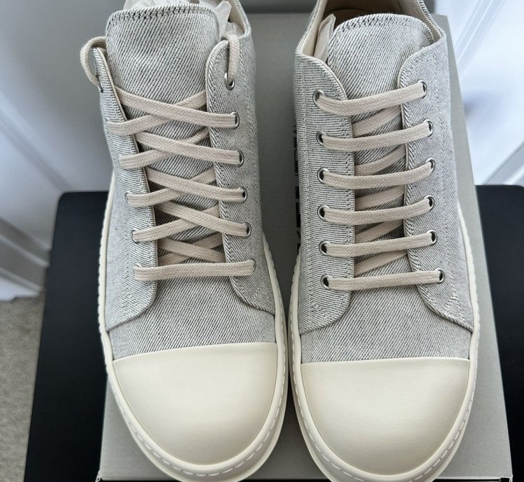 Rick Owens DRKSHDW GREY CANVAS LOW Ramones Melange Milk 46
