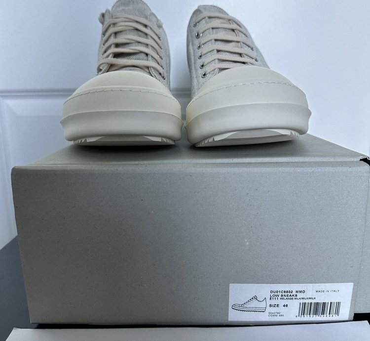 Rick Owens DRKSHDW GREY CANVAS LOW Ramones Melange Milk 46