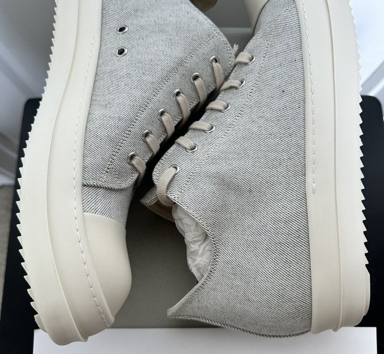 Rick Owens DRKSHDW GREY CANVAS LOW Ramones Melange Milk 46