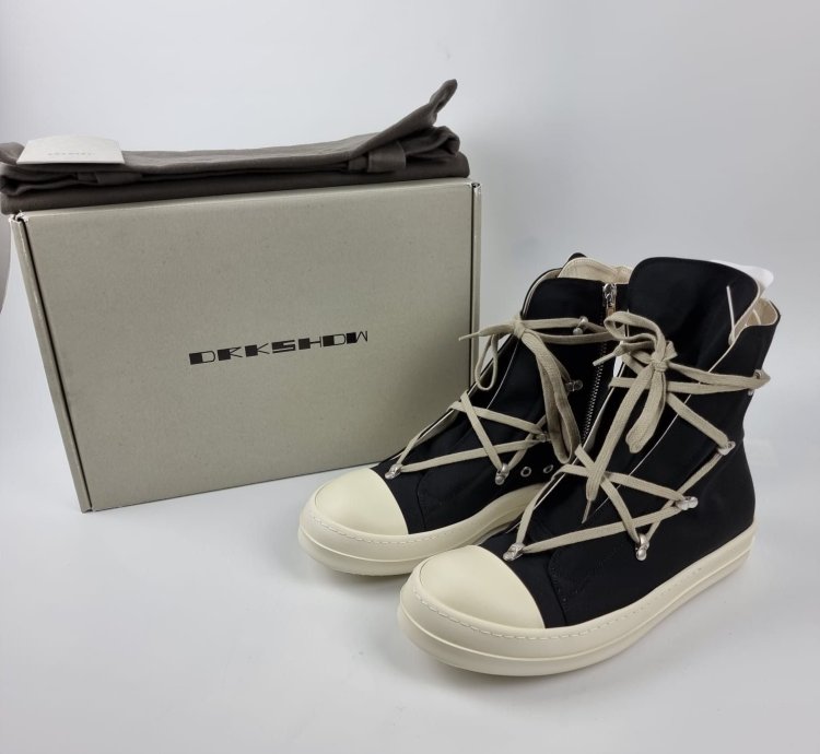 Rick Owens DRKSHDW Hexa Black High Top Sneakers New 44