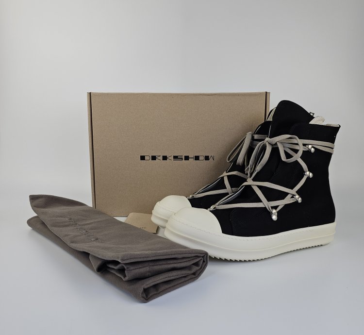 Rick Owens DRKSHDW Hexa Black High Top Sneakers New 45 5