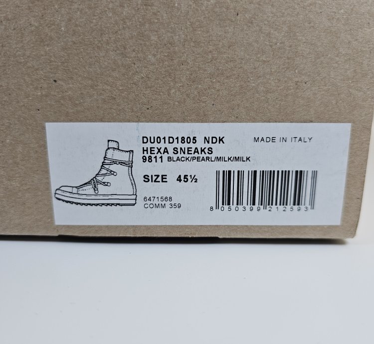 Rick Owens DRKSHDW Hexa Black High Top Sneakers New 45 5