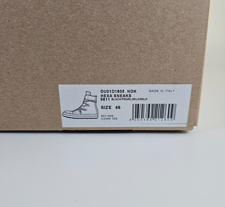 Rick Owens DRKSHDW Hexa Black High Top Sneakers New 46