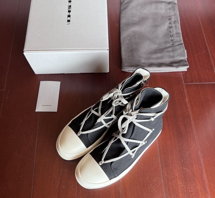 Rick owens drkshdw hexagram ramones in black milk size44