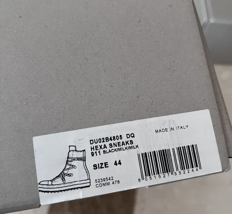 Rick owens drkshdw hexagram ramones in black milk size44