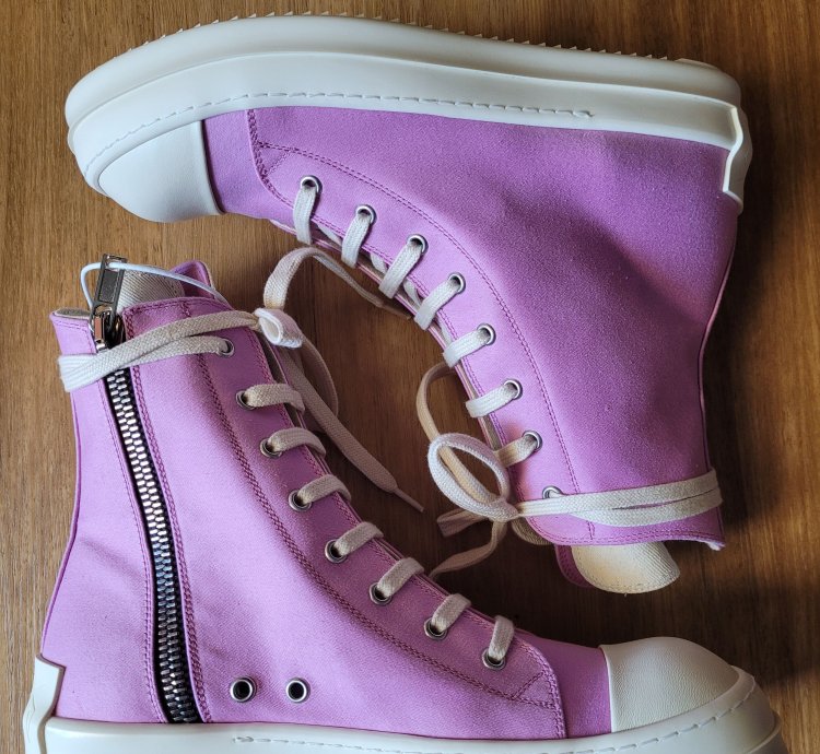 Rick Owens DRKSHDW High Top Ramones Pink Sneakers
