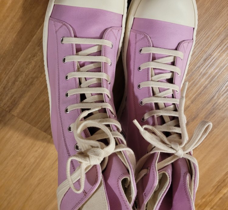 Rick Owens DRKSHDW High Top Ramones Pink Sneakers