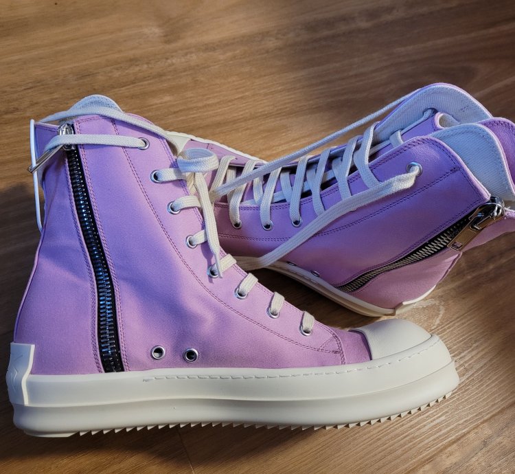 Rick Owens DRKSHDW High Top Ramones Pink Sneakers