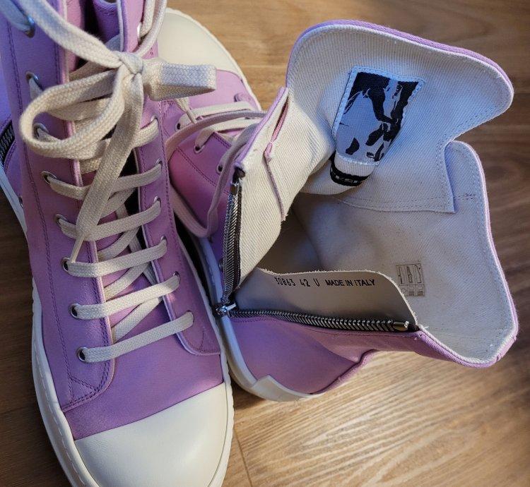Rick Owens DRKSHDW High Top Ramones Pink Sneakers