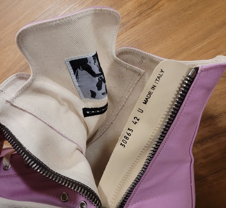 Rick Owens DRKSHDW High Top Ramones Pink Sneakers